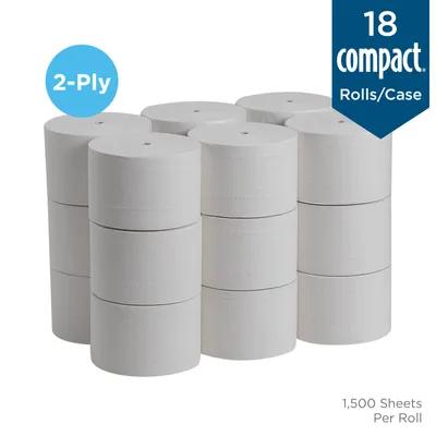 Compact® Toilet Paper & Tissue Roll 4X3.8 IN 2PLY White Coreless High Capacity 1500 Sheets/Roll 18 Rolls/Case