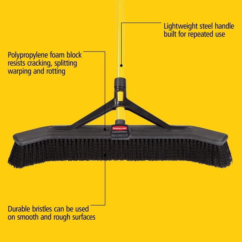 Maximizer™ Broom 58X34 IN Yellow Black PP Steel 1/Each