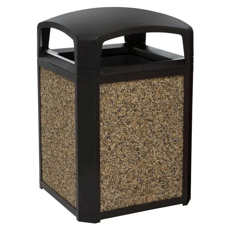 Landmark Series® Landfill 1-Stream Trash Can 26X26X40 IN Black Resin With Dome Lid With Rigid Liner Classic 1/Each