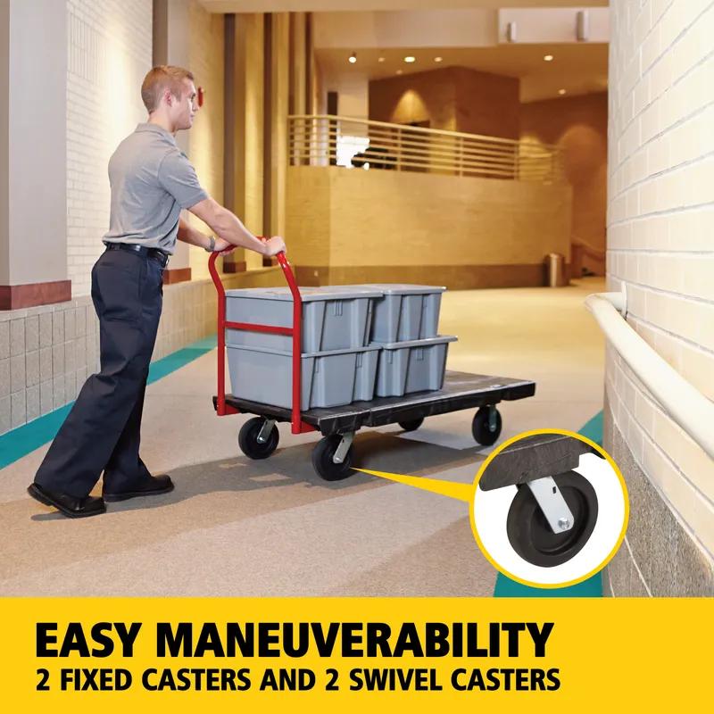 Platform Truck 24.75X50.13X41 IN 2000 LB Black Red Resin With 8IN TPR Casters Heavy Duty 1/Each