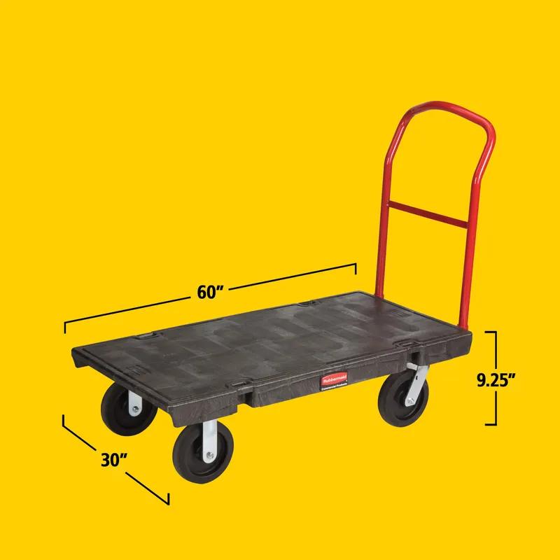 Platform Truck 24.75X50.13X41 IN 2000 LB Black Red Resin With 8IN TPR Casters Heavy Duty 1/Each