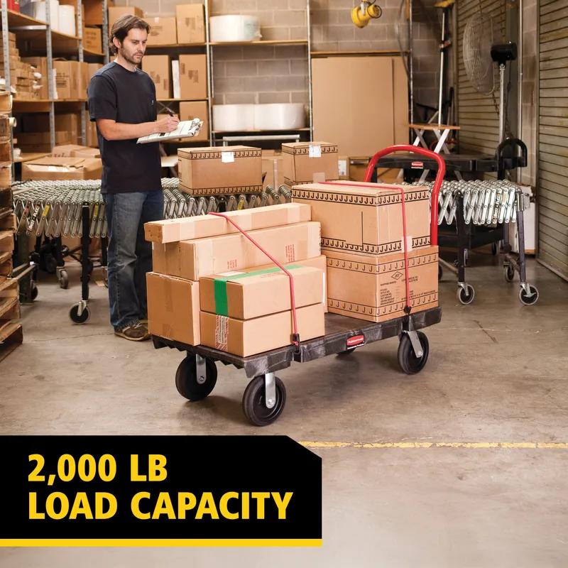 Platform Truck 24.75X50.13X41 IN 2000 LB Black Red Resin With 8IN TPR Casters Heavy Duty 1/Each