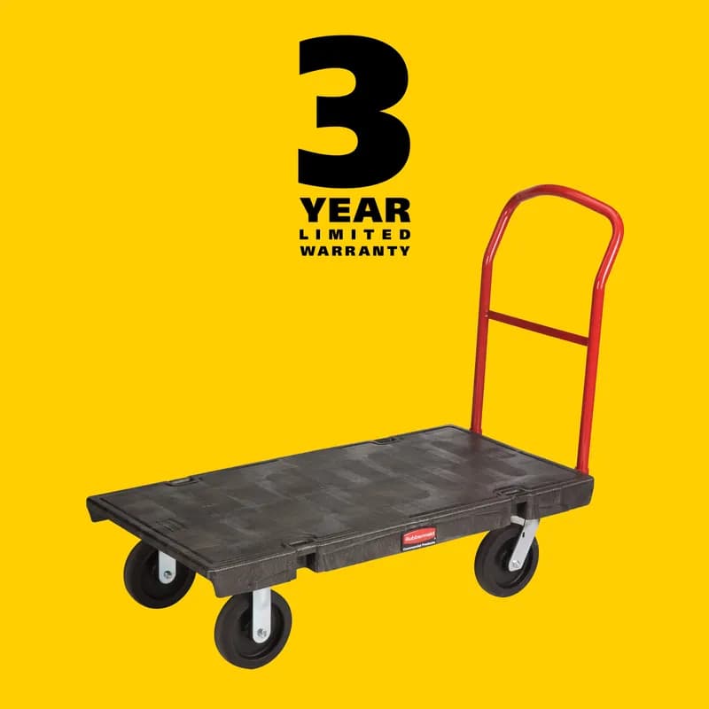 Platform Truck 24.75X50.13X41 IN 2000 LB Black Red Resin With 8IN TPR Casters Heavy Duty 1/Each