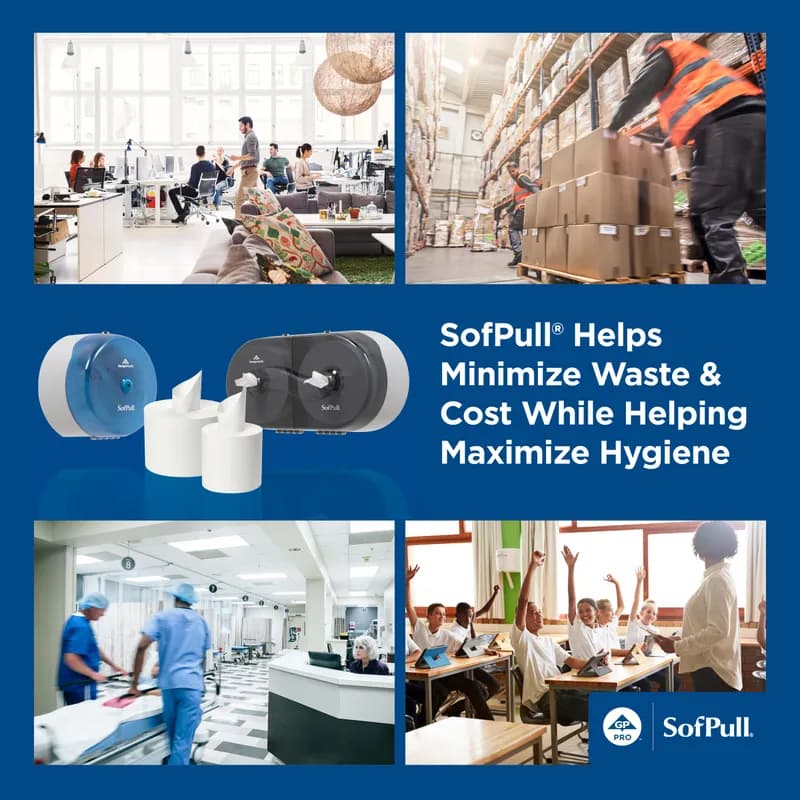 Sofpull® Toilet Paper & Tissue Roll 8.4X5.25 IN 2PLY White Centerpull High Capacity 1000 Sheets/Roll 6 Rolls/Case
