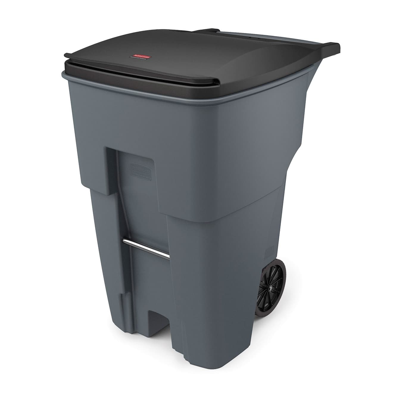 Brute® 1-Stream Trash Can 36X27.3X45.6 IN 95 GAL Gray Resin With Hinged Lid Rollout 1/Each
