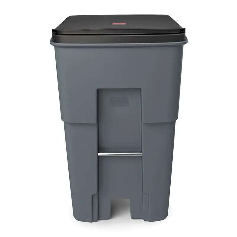 Brute® 1-Stream Trash Can 36X27.3X45.6 IN 95 GAL Gray Resin With Hinged Lid Rollout 1/Each
