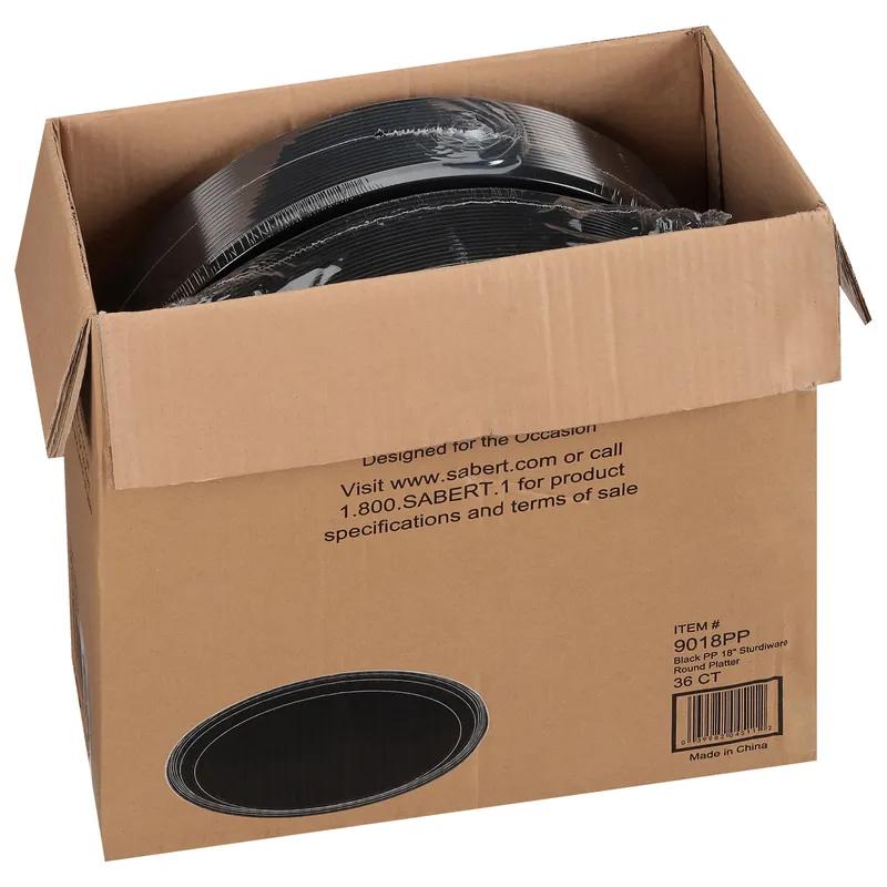 SturdiWare® Serving Tray Base 18X0.63 IN PS Black Round 36/Case