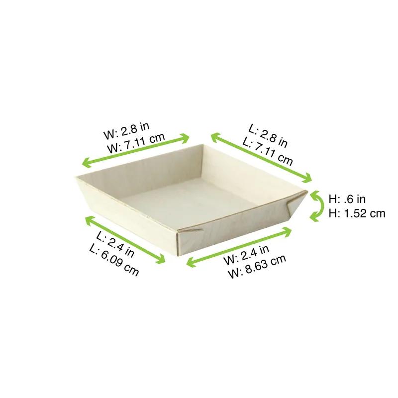 Serving Tray 2.8X2.8X0.6 IN Wood Samurai Square Microwave Safe 20 Count/Pack 10 Packs/Case 200 Count/Case