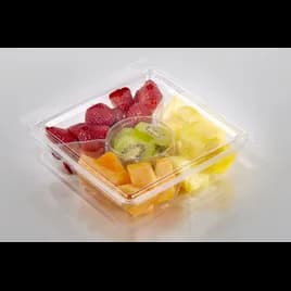 Fresh N' Sealed® Snack Deli Container 7.5 OZ 3 Compartment PET Clear Square With Cup Locator Tamper-Evident 120/Case