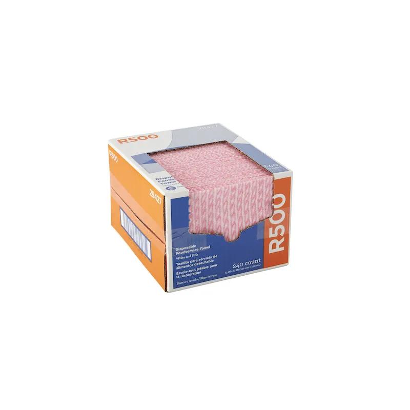 Dixie® R500 Foodservice Towel Medium Duty Rayon Polyester White Pink 1/4 Fold 240 Count/Box