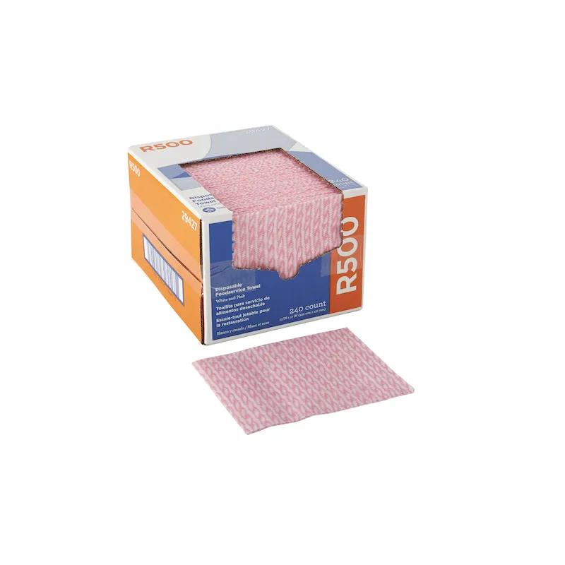 Dixie® R500 Foodservice Towel Medium Duty Rayon Polyester White Pink 1/4 Fold 240 Count/Box