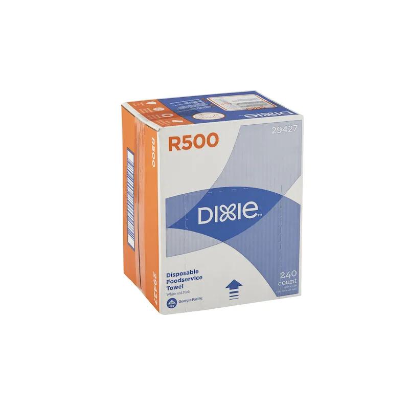 Dixie® R500 Foodservice Towel Medium Duty Rayon Polyester White Pink 1/4 Fold 240 Count/Box