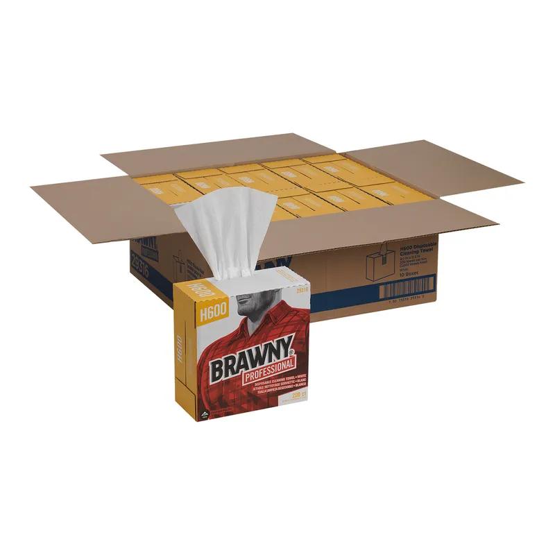 Brawny® Professional Shop Towel 12.5X9 IN Lightweight HEF White Industrial Low Lint 200 Count/Box 10 Box/Case