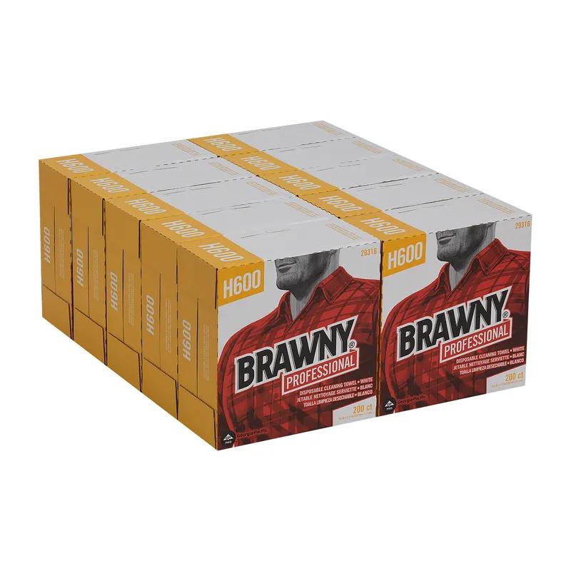 Brawny® Professional Shop Towel 12.5X9 IN Lightweight HEF White Industrial Low Lint 200 Count/Box 10 Box/Case