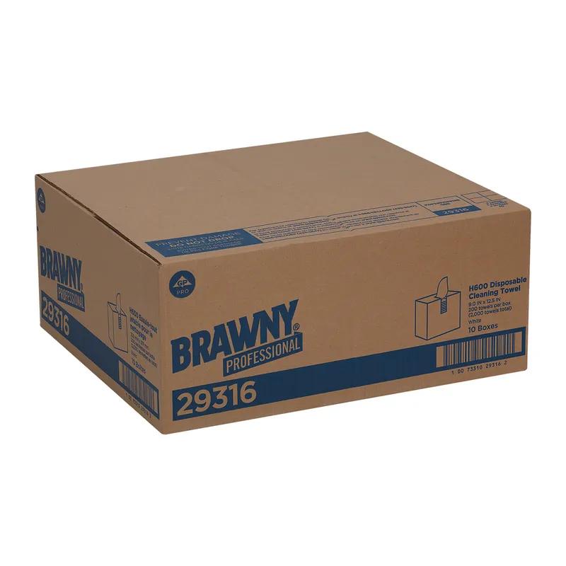 Brawny® Professional Shop Towel 12.5X9 IN Lightweight HEF White Industrial Low Lint 200 Count/Box 10 Box/Case
