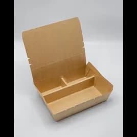 Bento Box With Flat Lid 9X11 IN 3 Compartment Paper Wood Rectangle 150/Case