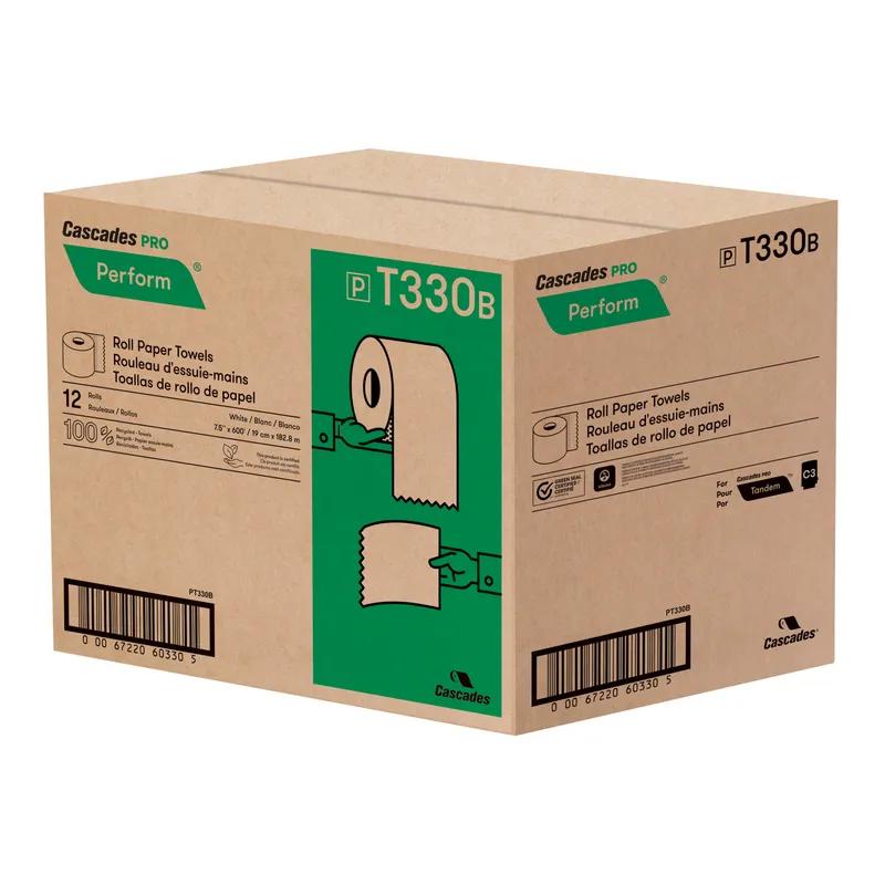 Cascades PRO Perform Roll Paper Towel Tandem 7.5IN X600FT White 12/Case