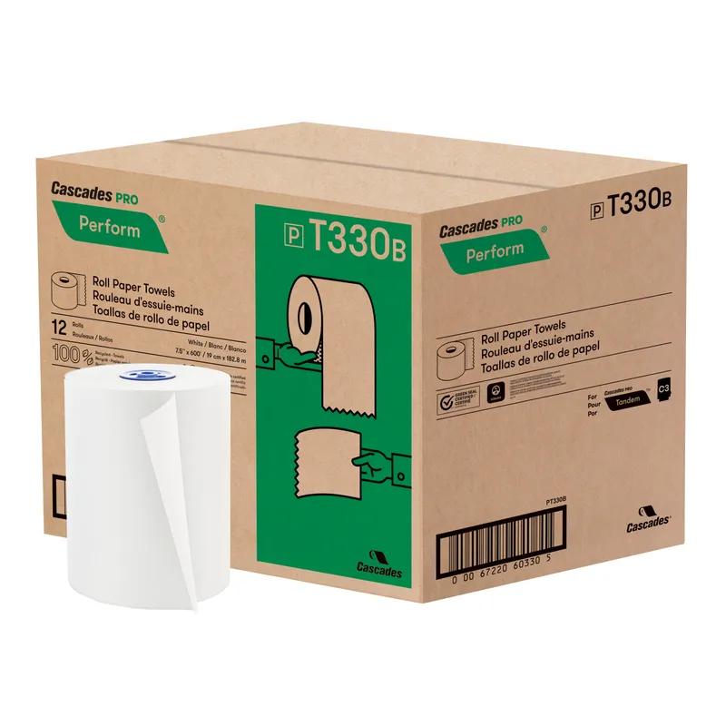 Cascades PRO Perform Roll Paper Towel Tandem 7.5IN X600FT White 12/Case