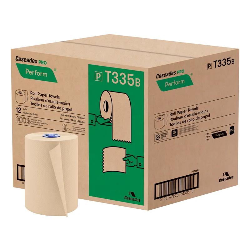 Cascades PRO Roll Paper Towel 7.5IN 600 FT Kraft Standard Roll 12 Rolls/Case