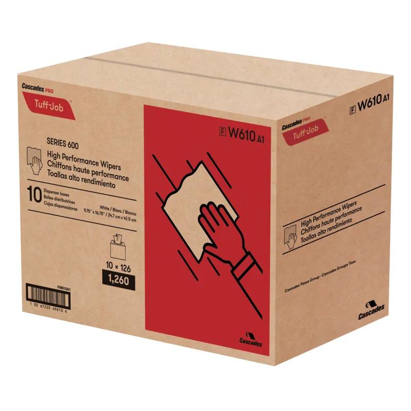 Cascades PRO Tuff-Job® Cleaning Wipe 16.75X9.75 IN Interfold Pop-Up Box High Performance 126 Count/Box 10 Box/Case