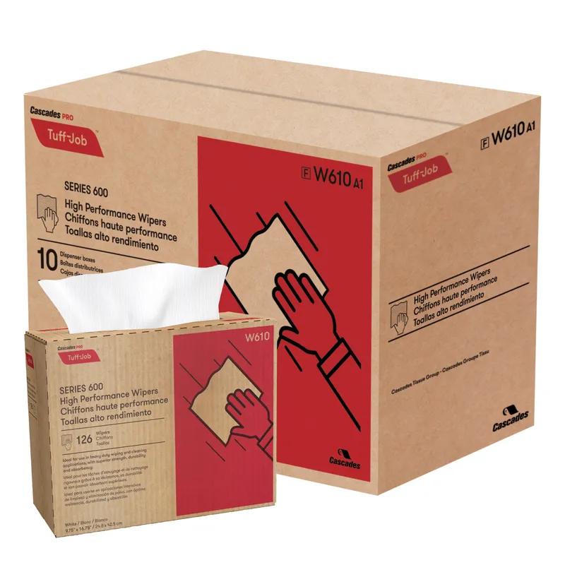 Cascades PRO Tuff-Job® Cleaning Wipe 16.75X9.75 IN Interfold Pop-Up Box High Performance 126 Count/Box 10 Box/Case