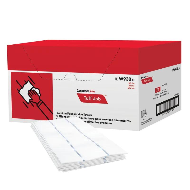 Cascades PRO Tuff-Job® Food Service Cleaning Towel 13X24 IN White Blue 1/4 Fold Premium 72/Case