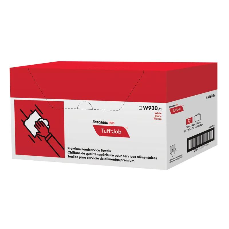 Cascades PRO Tuff-Job® Food Service Cleaning Towel 13X24 IN White Blue 1/4 Fold Premium 72/Case