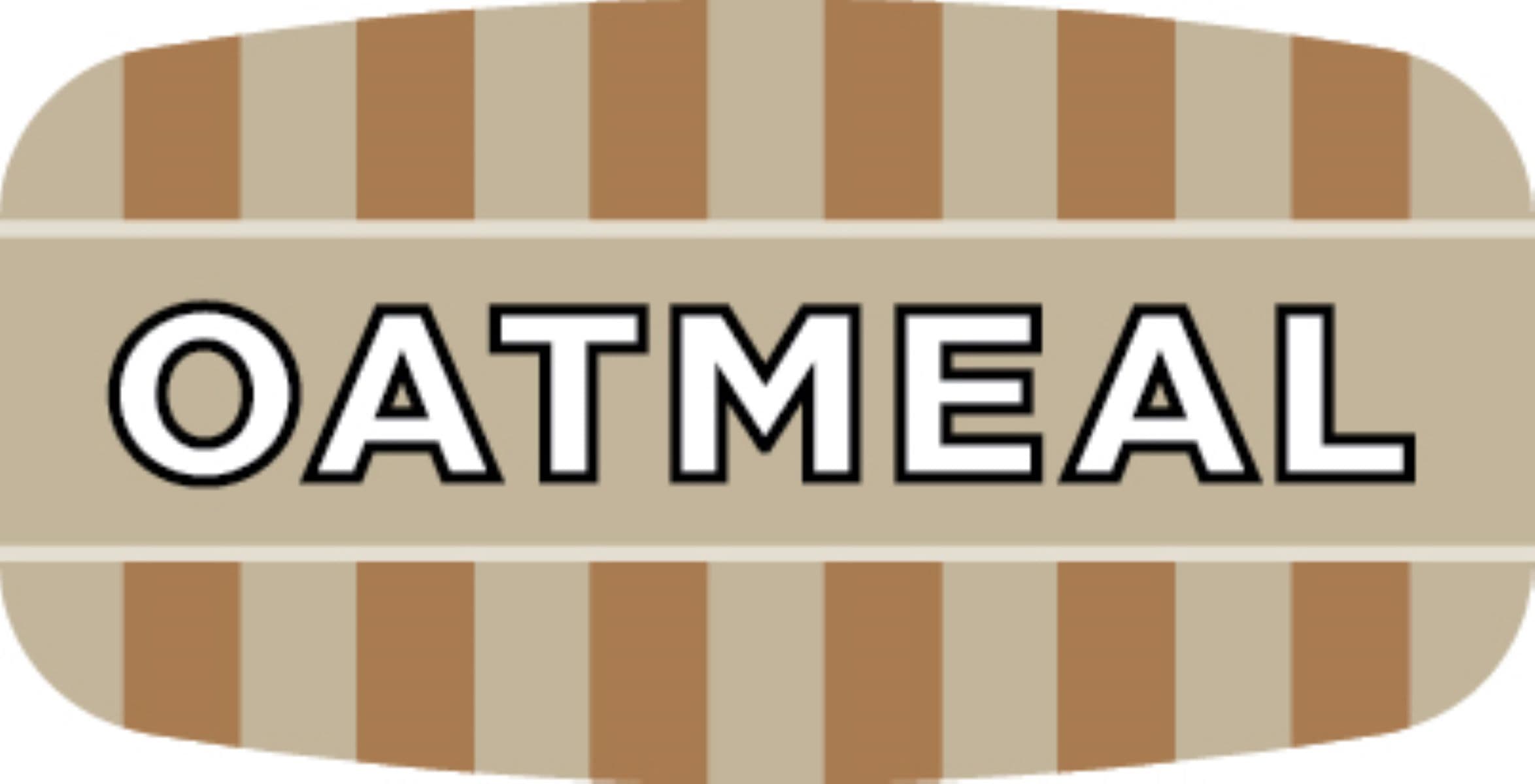 Oatmeal Bakery Flavor Label 0.625X1.25 IN Brown Oval 4 Color Process UV 1000 Count/Roll 50 Rolls/Case 50000 Count/Case