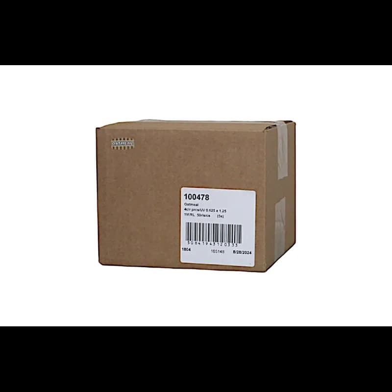 Oatmeal Bakery Flavor Label 0.625X1.25 IN Brown Oval 4 Color Process UV 1000 Count/Roll 50 Rolls/Case 50000 Count/Case