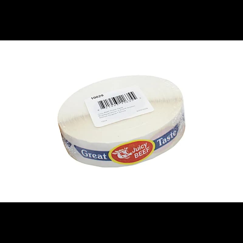 Juicy Beef Great Taste Meat Label 0.875X4 IN Blue Red Yellow Ribbon Strap 500 Count/Roll 15 Rolls/Case 7500 Count/Case