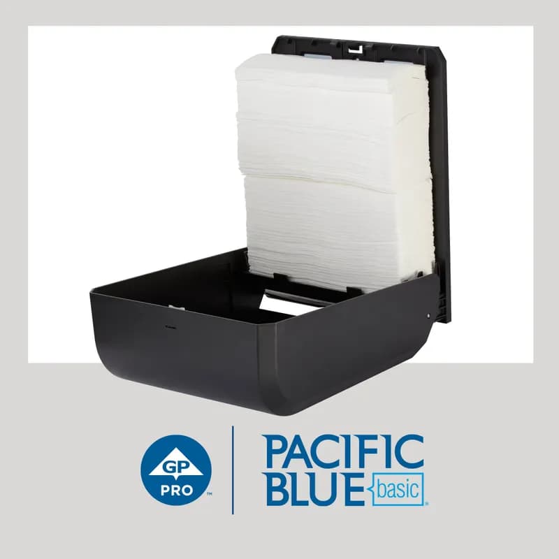 Pacific Blue Basic Folded Paper Towel 10.1X12.7 IN 1PLY White 1/2 Fold 240 Sheets/Pack 10 Packs/Case 2400 Sheets/Case