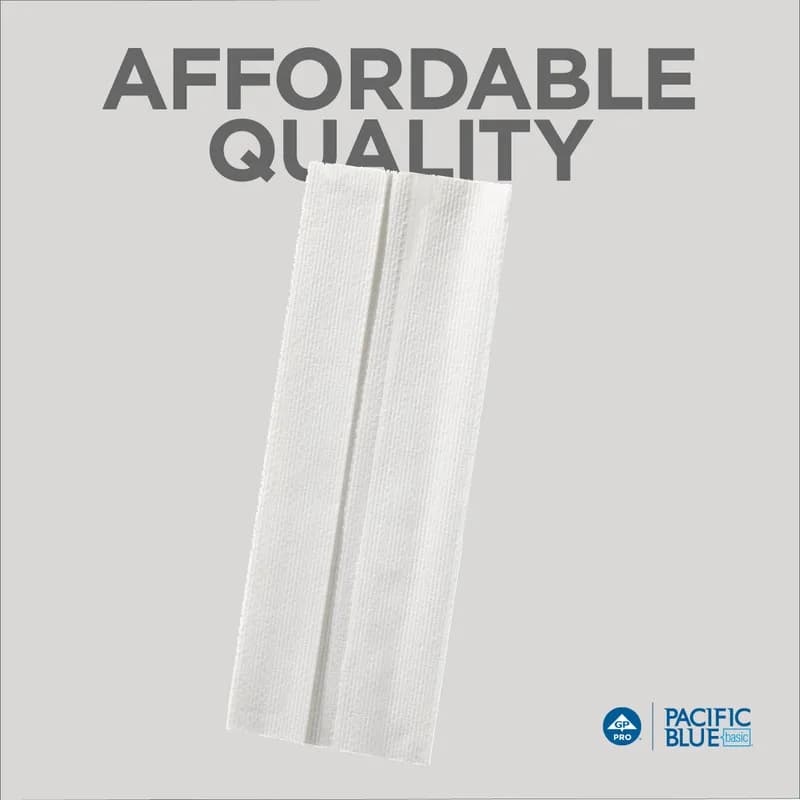 Pacific Blue Basic Folded Paper Towel 10.1X12.7 IN 1PLY White 1/2 Fold 240 Sheets/Pack 10 Packs/Case 2400 Sheets/Case