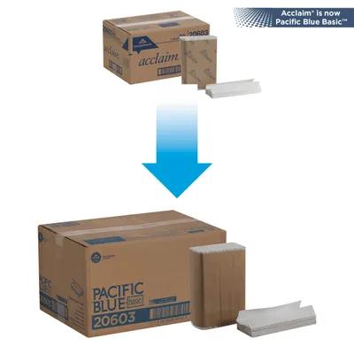 Pacific Blue Basic Folded Paper Towel 10.1X12.7 IN 1PLY White 1/2 Fold 240 Sheets/Pack 10 Packs/Case 2400 Sheets/Case