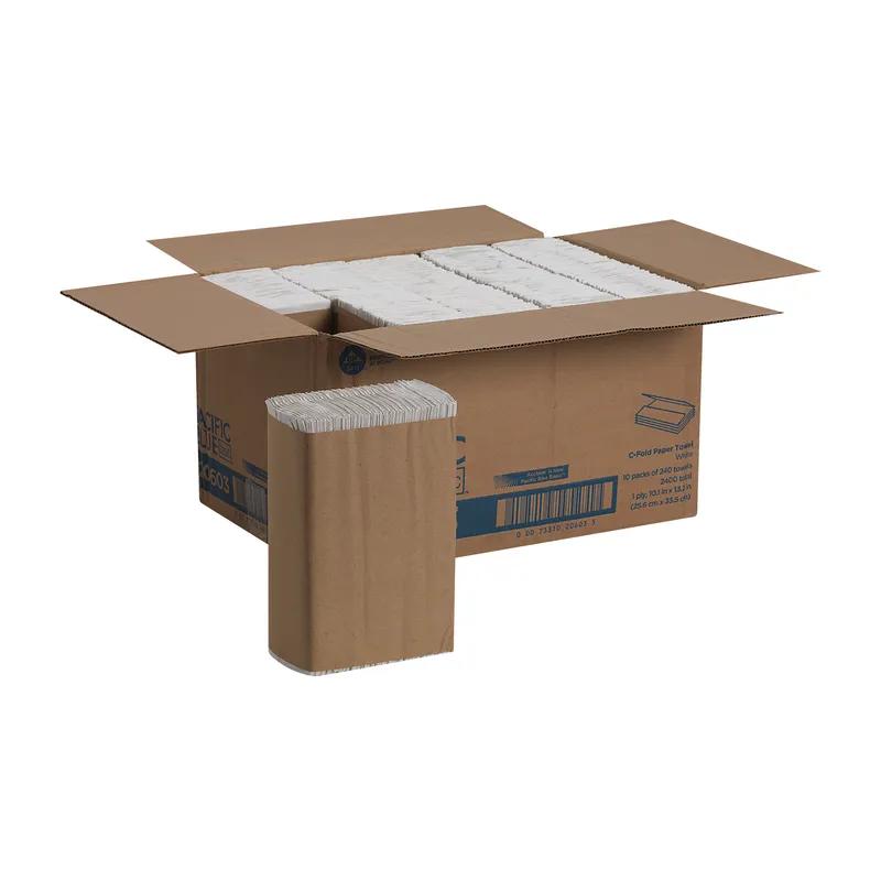 Pacific Blue Basic Folded Paper Towel 10.1X12.7 IN 1PLY White 1/2 Fold 240 Sheets/Pack 10 Packs/Case 2400 Sheets/Case