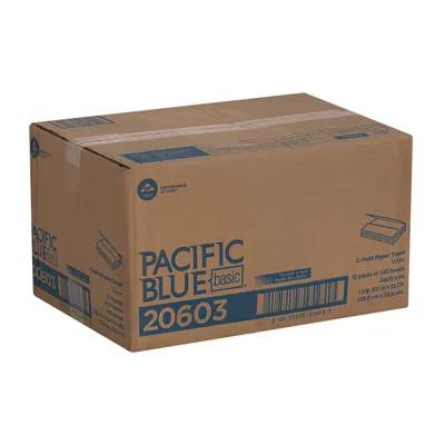 Pacific Blue Basic Folded Paper Towel 10.1X12.7 IN 1PLY White 1/2 Fold 240 Sheets/Pack 10 Packs/Case 2400 Sheets/Case