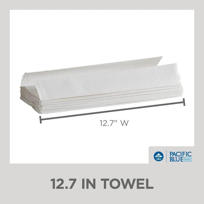 Pacific Blue Basic Folded Paper Towel 10.1X12.7 IN 1PLY White 1/2 Fold 240 Sheets/Pack 10 Packs/Case 2400 Sheets/Case