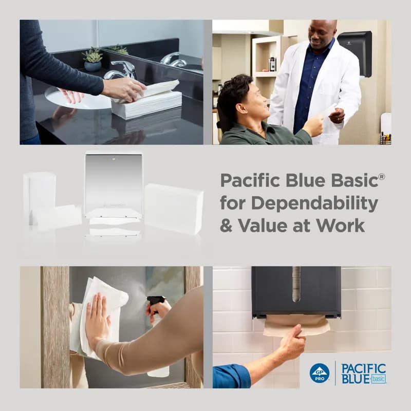 Pacific Blue Basic Folded Paper Towel 10.1X12.7 IN 1PLY White 1/2 Fold 240 Sheets/Pack 10 Packs/Case 2400 Sheets/Case