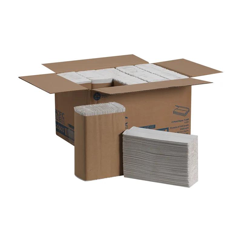 Pacific Blue Basic Folded Paper Towel 10.1X12.7 IN 1PLY White 1/2 Fold 240 Sheets/Pack 10 Packs/Case 2400 Sheets/Case