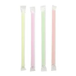 Colossal & Boba Straw 0.453X8.5 IN Plastic Assorted Paper Wrapped Straight Cut 500 Count/Pack 4 Packs/Case
