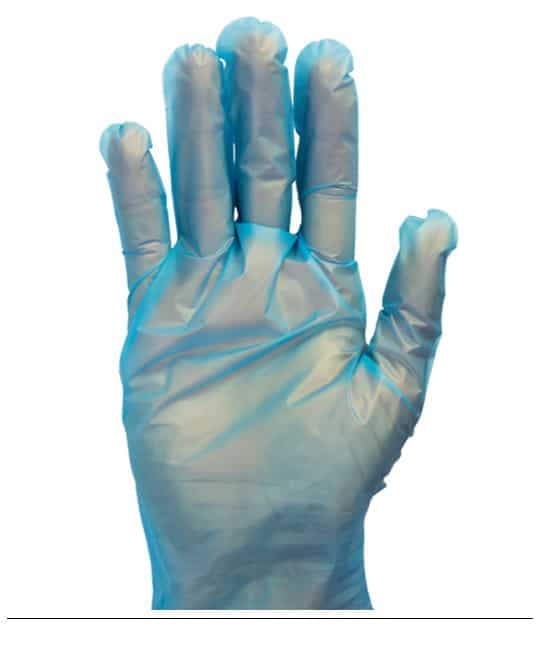 Gloves Large (LG) Blue Plastic Powder-Free Hybrid 100 Count/Pack 10 Packs/Case