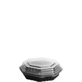 Solo® Creative Carryouts® OctaView® Take-Out Container Hinged With Dome Lid 7.94X7.47X2.32 IN PP Black Clear 100/Case