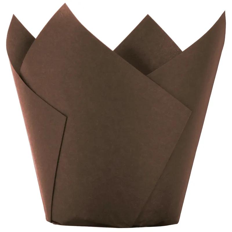 Baking Cup 4X2.25 IN Paper Chocolate Petal & Tulip Large Greaseproof 2500/Case
