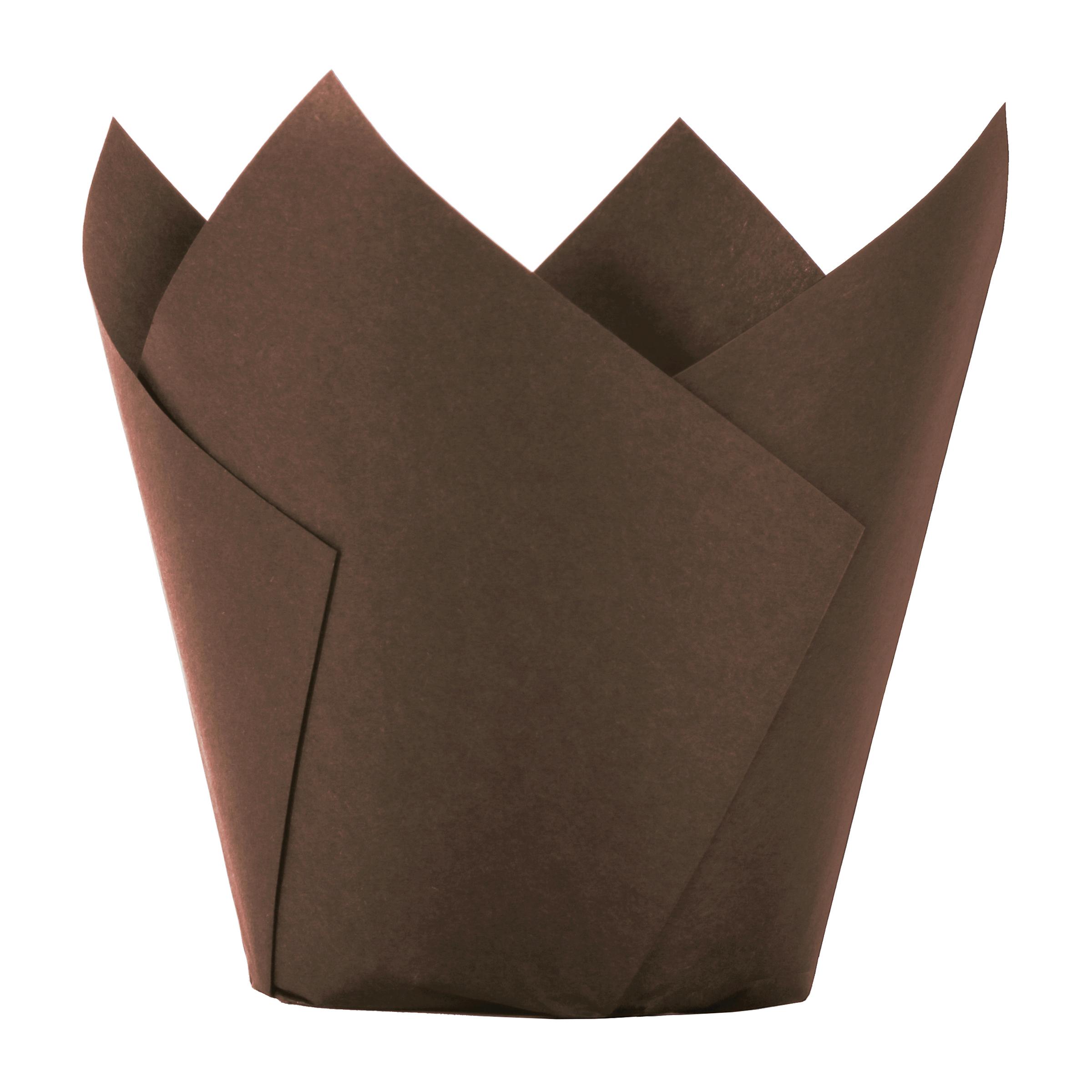 Baking Cup 4X2.25 IN Paper Chocolate Petal & Tulip Large Greaseproof 2500/Case