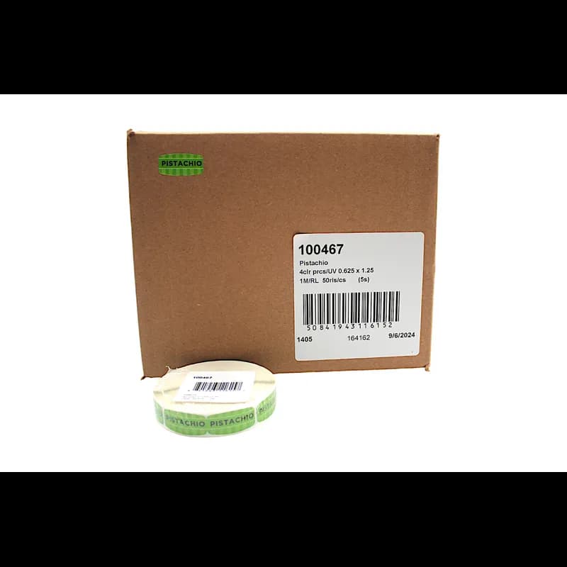 Pistachio Bakery Flavor Label 0.625X1.25 IN Oval 4 Color Process UV 1000 Count/Roll 50 Rolls/Case 50000 Count/Case