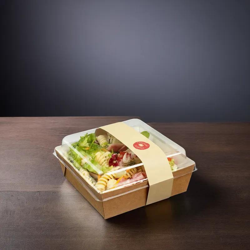 Salad Take-Out Container Base & Lid Combo 30.3 OZ Paper Kraft Clear 250/Case