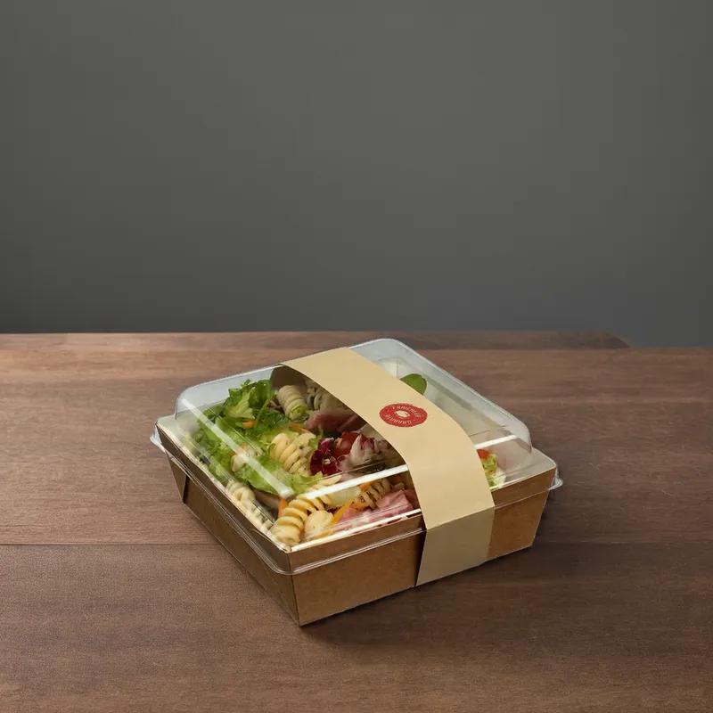 Salad Take-Out Container Base & Lid Combo 30.3 OZ Paper Kraft Clear 250/Case