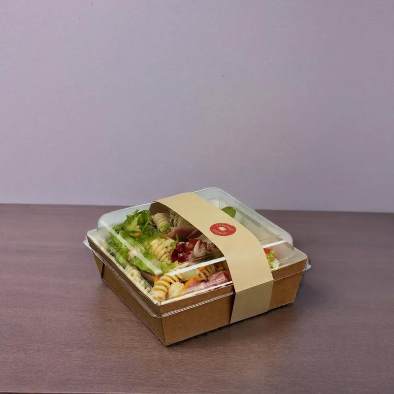 Salad Take-Out Container Base & Lid Combo 30.3 OZ Paper Kraft Clear 250/Case