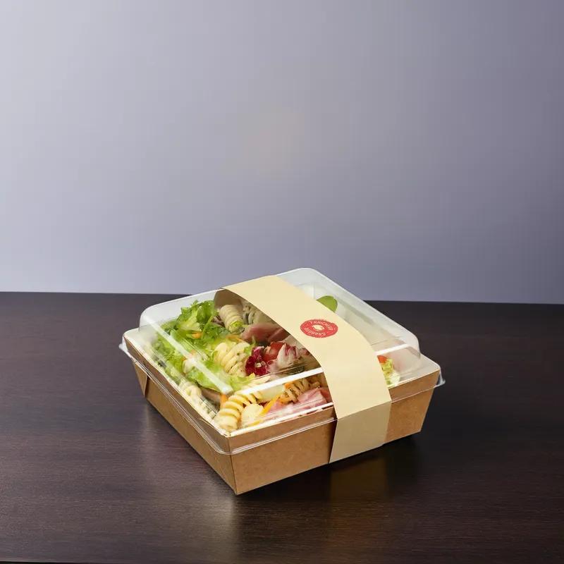Salad Take-Out Container Base & Lid Combo 30.3 OZ Paper Kraft Clear 250/Case
