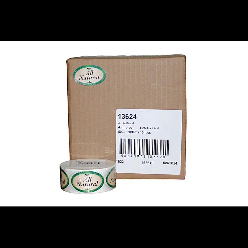 All Natural Bakery Flavor Label 1.25X2 IN Green Oval 4 Color Process 500 Count/Roll 5 Rolls/Sleeve