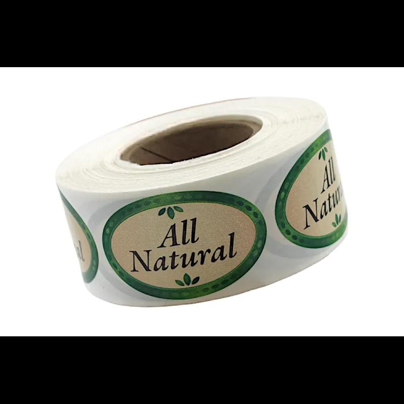 All Natural Bakery Flavor Label 1.25X2 IN Green Oval 4 Color Process 500 Count/Roll 5 Rolls/Sleeve